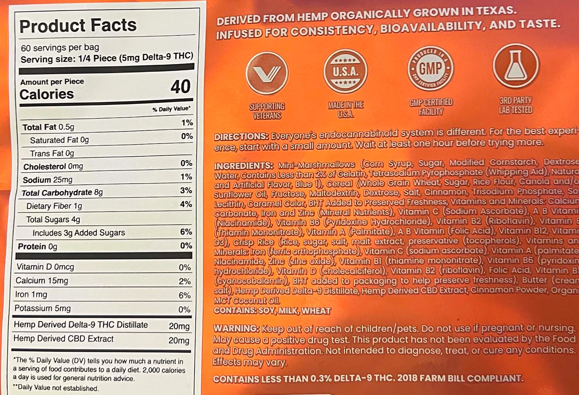 Hometown Hero D9 Cocoa Crisp Cereal Bites (20mg THC/CBD) (15 ct) - Image 2