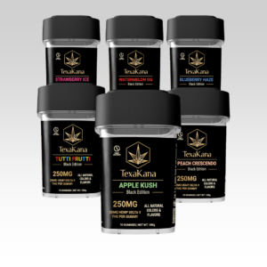 Texakana Black Edition Delta 9 Gummies strain-inspired THC CBD gummies