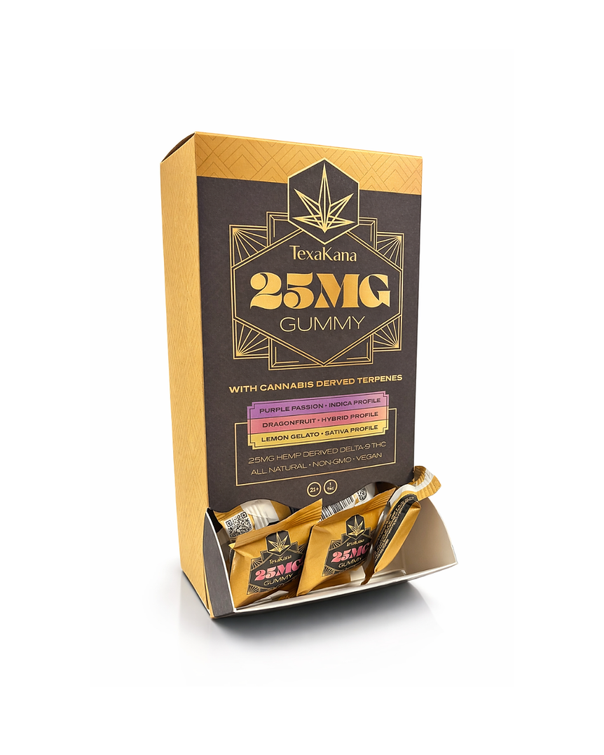 Texakana Single Gold Gummies terpene-enhanced Delta 9 THC gummy